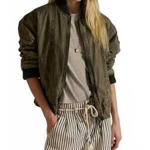NEW FREE PEOPLE jax washed bomber jacket in olive